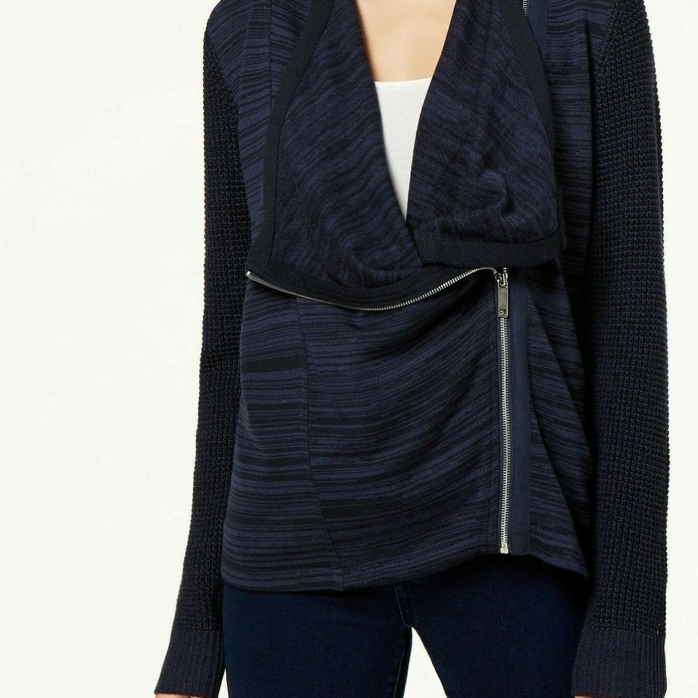 INC International Concepts Womens Blue Mixed-Knit